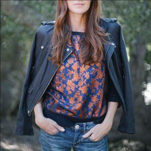 J.CREW Metallic Floral Brocade Crewneck Sweatshirt